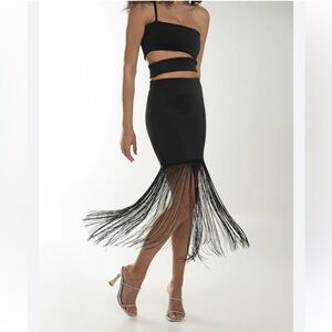 Elegant Black Fringe Skirt